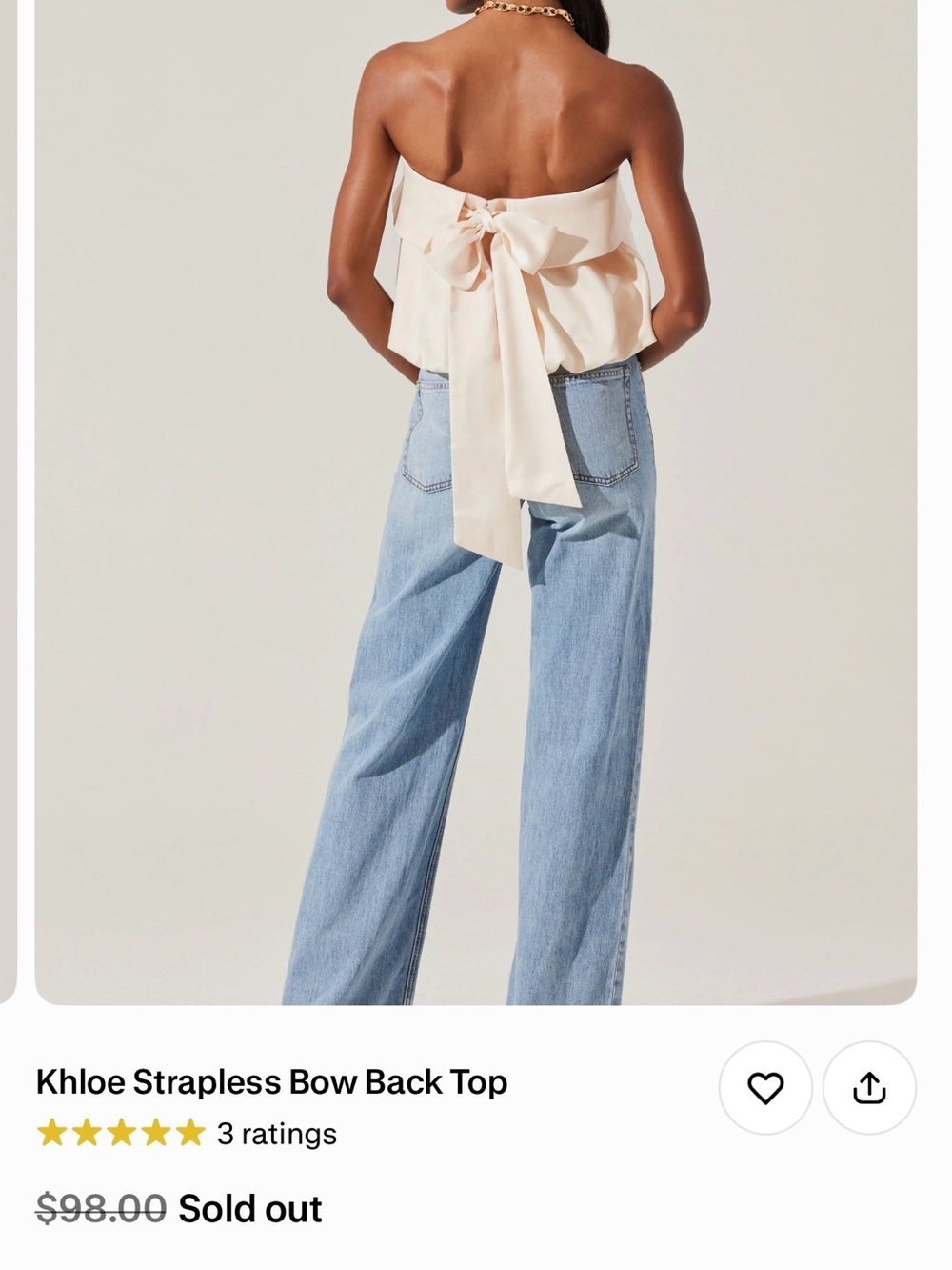 Astr Khloe Strapless Bow Back Top in Cream